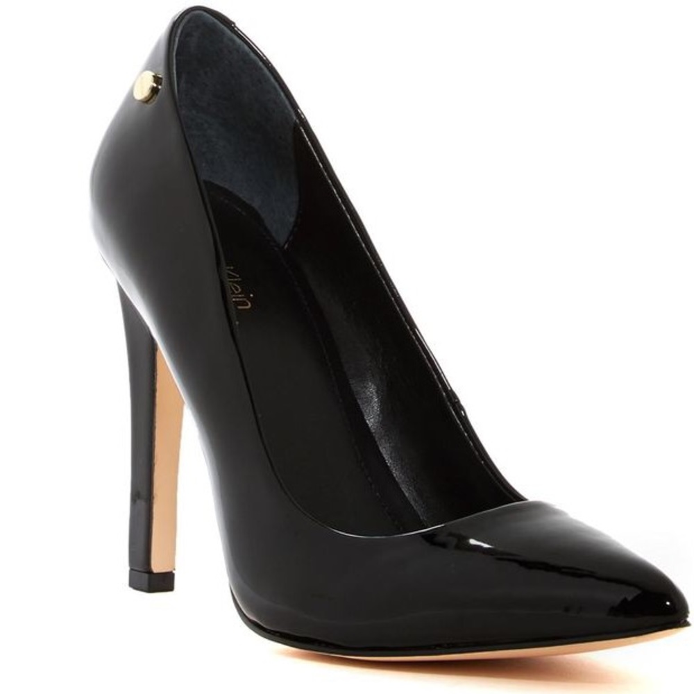 Calvin Klein Black Patent Brady pointed toe heels